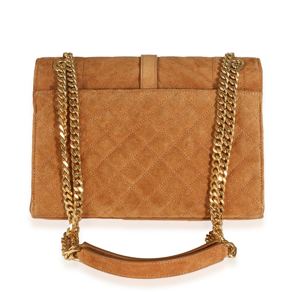 Saint Laurent Tan Suede Mixed Triquilt Small Monogram Envelope Flap Bag - Picture 2 of 7